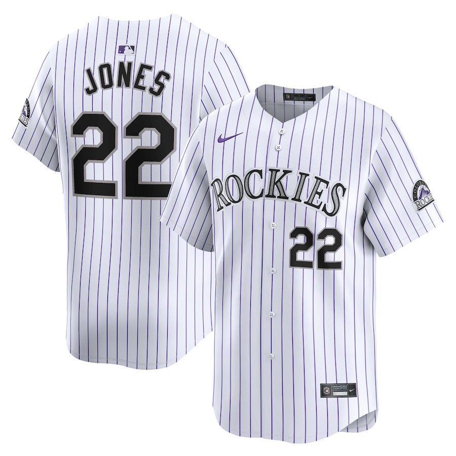 Men Colorado Rockies #22 Nolan Jones Nike White Home Limited Player MLB Jersey